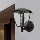 Vintage Clear Glass Lantern Wall Lamp For Courtyard: Dark Coffee 1-Light Lighting / A