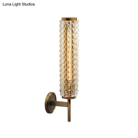 Vintage Clear Glass Led Brass Finish Wall Light Sconce For Living Room