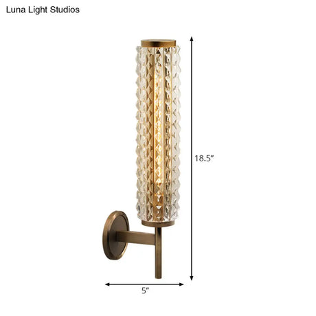 Vintage Clear Glass Led Brass Finish Wall Light Sconce For Living Room