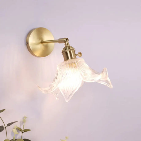 Vintage Clear Glass Wall Mounted Lamp - Single-Bulb Light Fixture For Bedroom / F