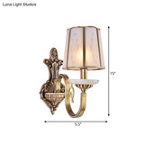 Vintage Cone Glass Sconce With Translucent Finish And Brass Mount - Indoor Wall Lamp