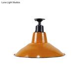 Vintage Cone Semi Flush Mount Ceiling Light In Orange - Perfect For Balcony