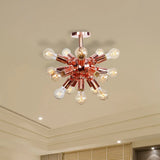 Vintage Copper Finish 6/9 Lights Starburst Semi Flush Ceiling Light For Bedroom 21 /