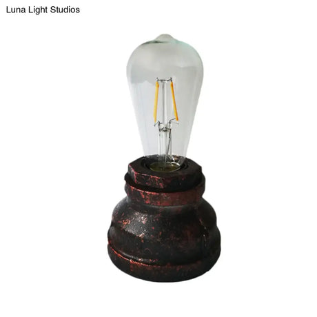 Vintage Copper/Gold Finish Plug-In Desk Lamp With Bare Bulb - 1-Light Metallic Small Table For Study