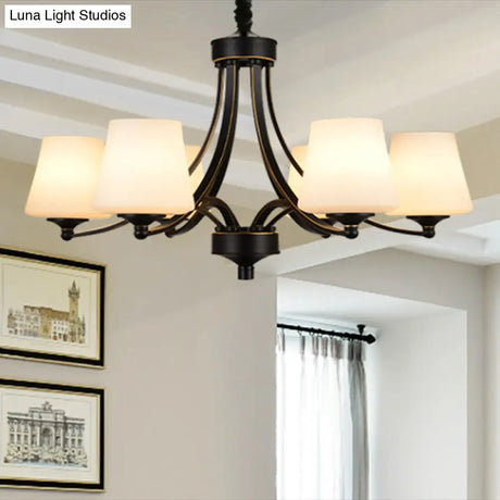 Vintage Cream Glass Chandelier Pendant Light - Elegant Hanging For Living Room