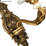 Vintage Cream Glass Wall Sconce: Stylish And Elegant 1/2-Bulb Brass Lamp For Living Room