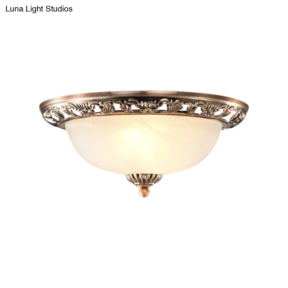Vintage Dome Glass Flush Mount Ceiling Light Fixture - 2 Bulbs Brass/Bronze/Copper Finish