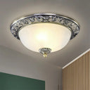 Vintage Dome Glass Flush Mount Ceiling Light Fixture - 2 Bulbs Brass/Bronze/Copper Finish
