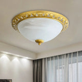 Vintage Dome Glass Flush Mount Ceiling Light Fixture - 2 Bulbs Brass/Bronze/Copper Finish