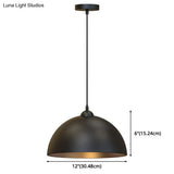 Vintage Dome Pendant Light Fixture For Dining Room In Black Metal
