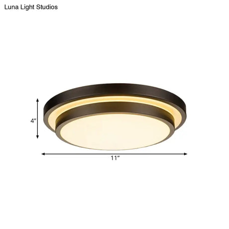 Vintage Dual - Layered Iron Led Ceiling Light In Black For Living Room - 11’/16’/19.5’ W