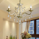 Vintage Exposed Chandelier Pendant Light With Crystal Deco - Gold Finish 3/6/8 Bulbs 3 /
