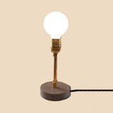 Vintage Exposed Table Lamp With Round Base - Grey Cement For Bedroom Lighting