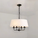 Vintage Fabric Pendant Chandelier - Elegant 4-Head Empire Shade Hanging Light For Bedroom White