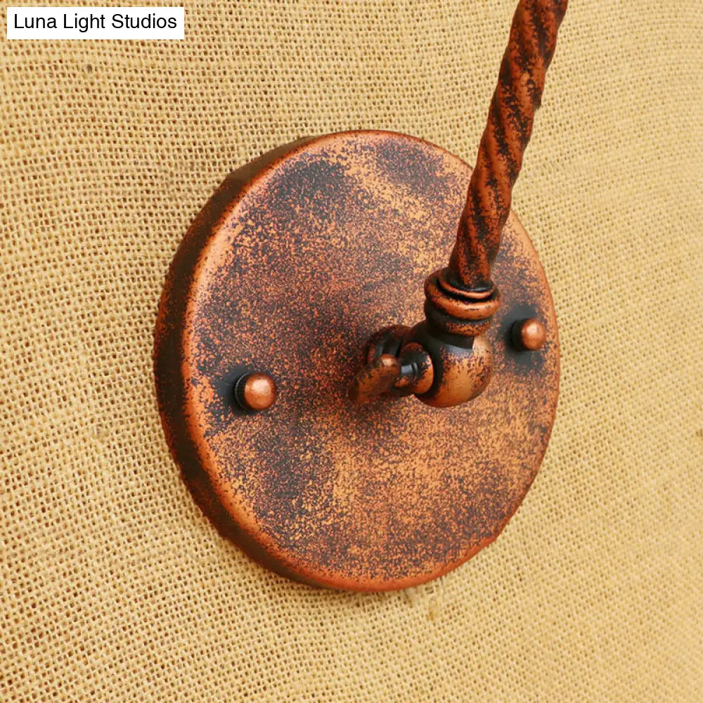Vintage Farmhouse Domed Wall Light With Cage Shade Rustic Metal Fixture For Stylish Adjustable