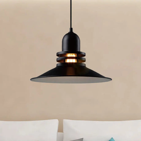 Vintage Flare Iron Hanging Ceiling Lamp For Restaurants - Black