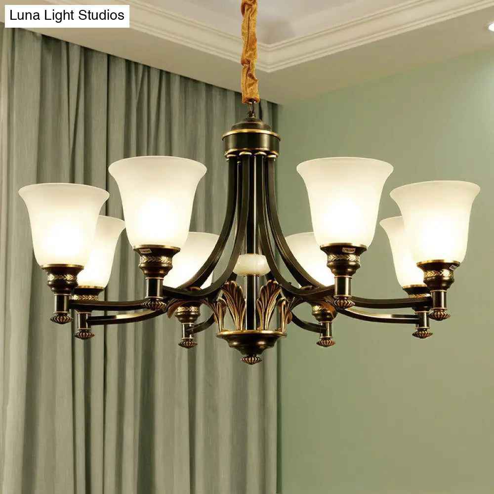 Vintage Flared Shade Chandelier Pendant Light With Cream Glass Ideal For Living Room And Hanging In