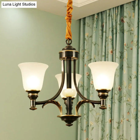 Vintage Flared Shade Chandelier Pendant Light With Cream Glass Ideal For Living Room And Hanging In