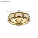 Vintage Floral Bedroom Ceiling Lamp - 14’/18’ Milky Glass Brass Flush Mount Lighting 3/4 Lights