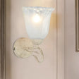 Vintage Floral Wall Sconce With Frosted Glass Shade - Elegant Single Bulb Light Fixture White