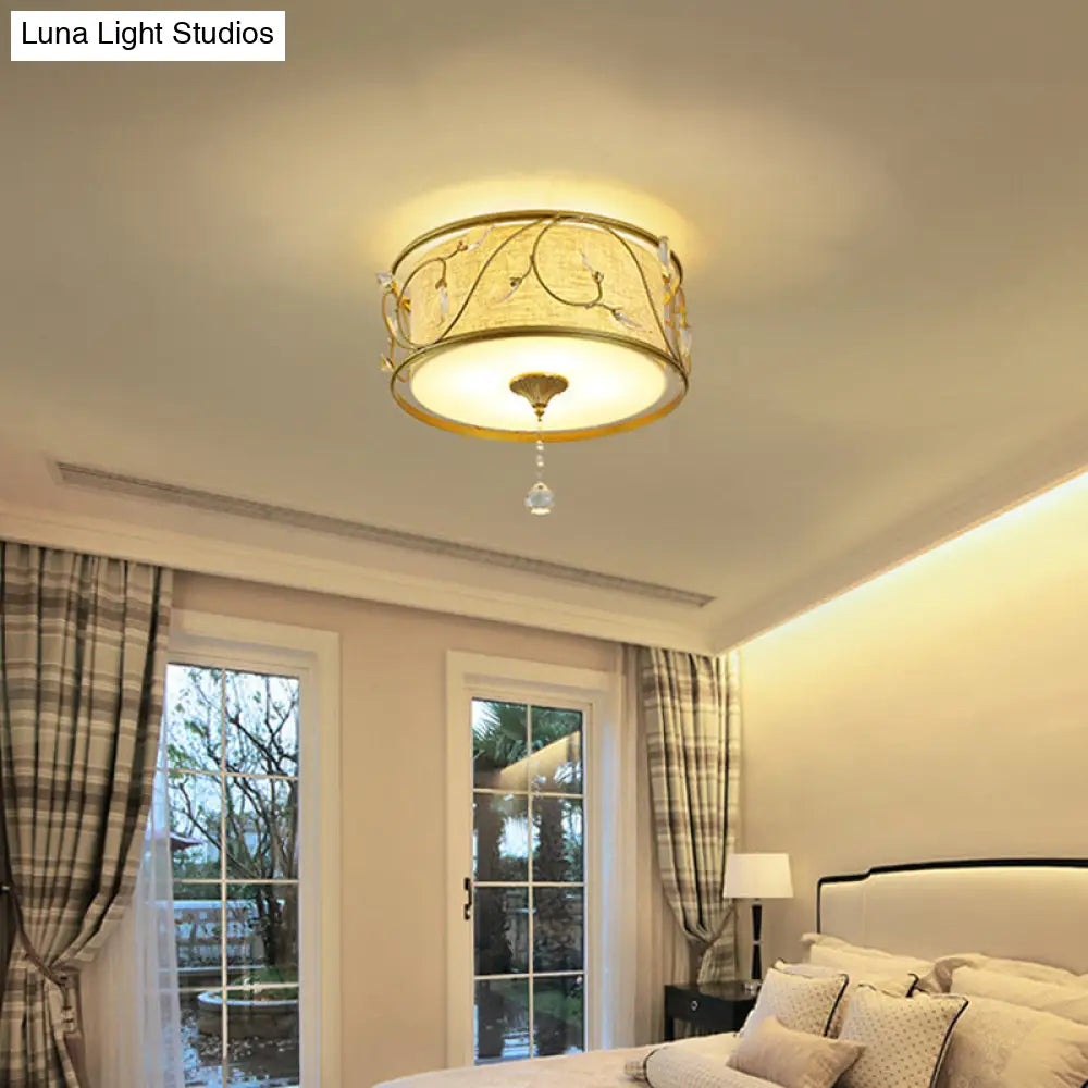 Vintage Flushmount Ceiling Light - Iron Black/Gold Drum Shape 4/5 Lights 16’ Or 19.5’ Dia