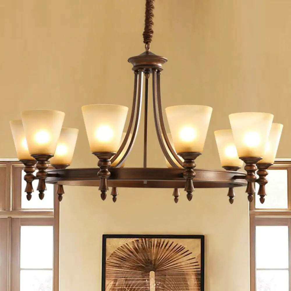 Vintage Frost Glass Coffee Chandelier - Stylish Pendant Light For Living Room 10 /