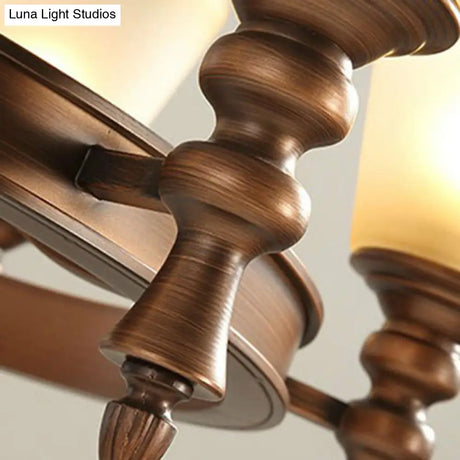 Vintage Frost Glass Coffee Chandelier - Stylish Pendant Light For Living Room