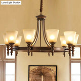 Vintage Frost Glass Coffee Chandelier - Stylish Pendant Light For Living Room