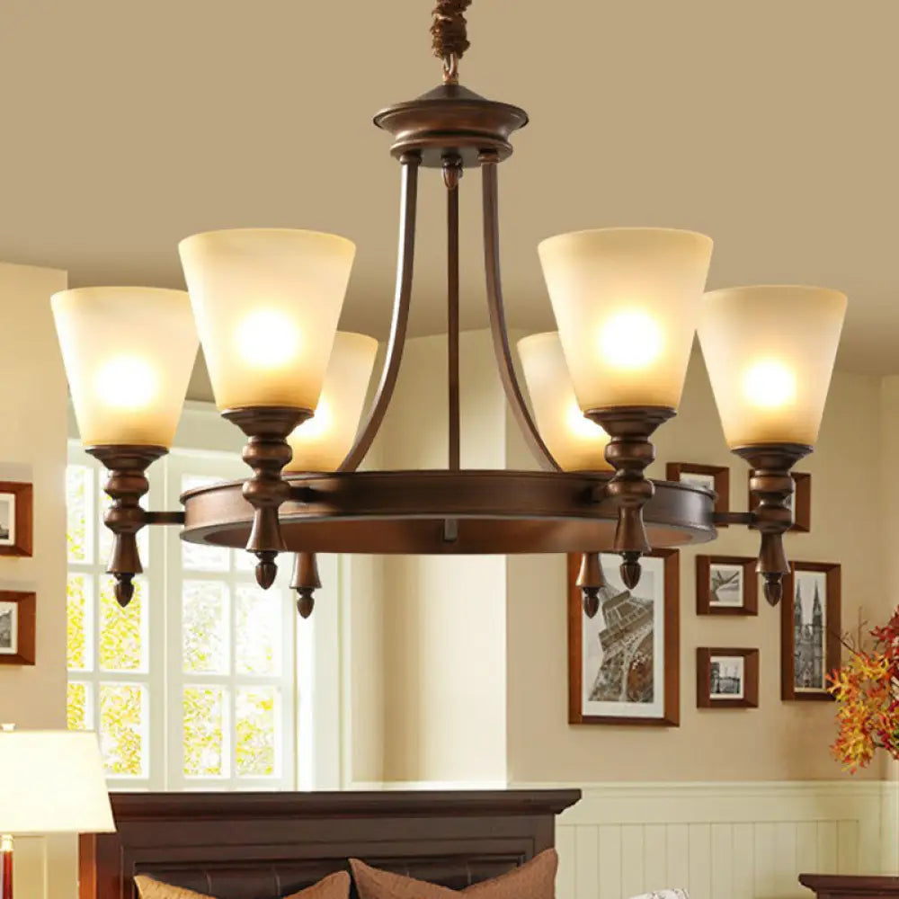 Vintage Frost Glass Coffee Chandelier - Stylish Pendant Light For Living Room 6 /