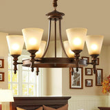 Vintage Frost Glass Coffee Chandelier - Stylish Pendant Light For Living Room 6 /