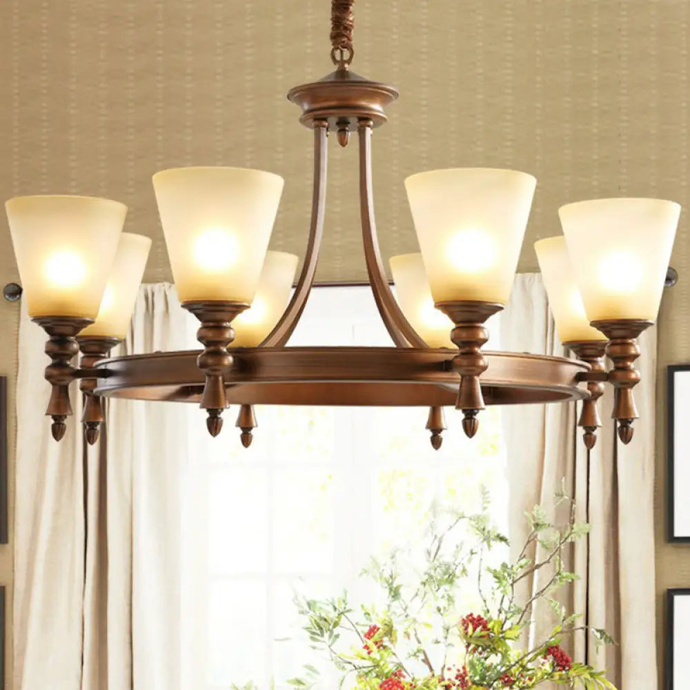 Vintage Frost Glass Coffee Chandelier - Stylish Pendant Light For Living Room 8 /