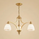Vintage Frosted Glass Chandelier Pendant Light For Living Room Decor 3 / Gold Down