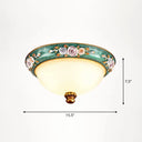 Vintage Frosted Glass Dome Flush - Mount Bedroom Ceiling Light 3 / Green