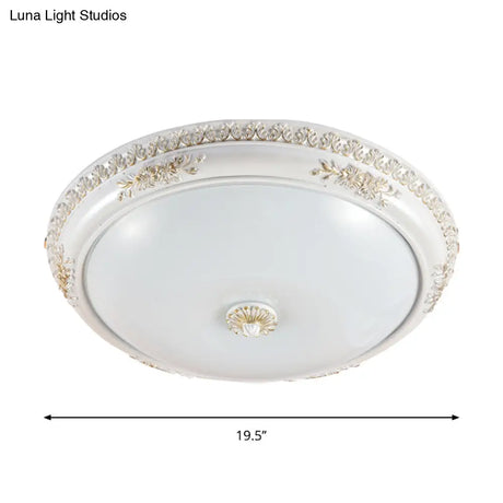 Vintage Frosted Glass Flush Mount Ceiling Light With Led White Bowl Corridor Lamp -