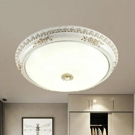 Vintage Frosted Glass Flush Mount Ceiling Light With Led White Bowl Corridor Lamp -