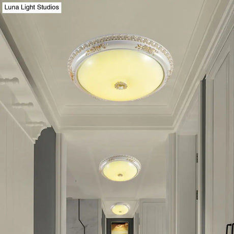 Vintage Frosted Glass Flush Mount Ceiling Light With Led White Bowl Corridor Lamp -