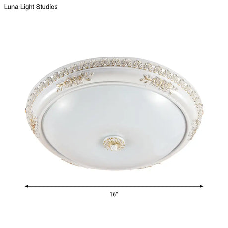 Vintage Frosted Glass Flush Mount Ceiling Light With Led White Bowl Corridor Lamp -