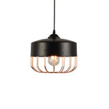 Vintage Geometric Cage Pendant Light - Antique 1-Light Fixture For Dining Room Black / B