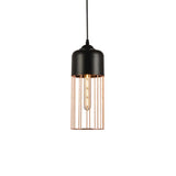 Vintage Geometric Cage Pendant Light - Antique 1-Light Fixture For Dining Room Black / C