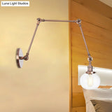Vintage Glass Wall Mounted Sconce In Brass/Chrome/Black With Adjustable Arm 1-Light Indoor Lighting
