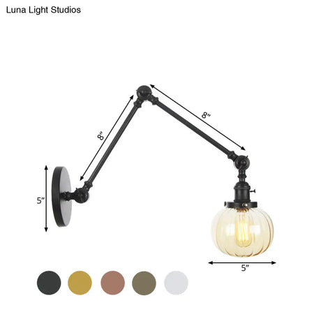 Vintage Glass Wall Mounted Sconce In Brass/Chrome/Black With Adjustable Arm 1-Light Indoor Lighting