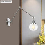 Vintage Glass Wall Mounted Sconce In Brass/Chrome/Black With Adjustable Arm 1-Light Indoor Lighting