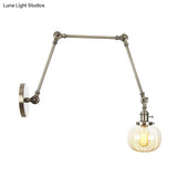 Vintage Glass Wall Mounted Sconce In Brass/Chrome/Black With Adjustable Arm 1-Light Indoor Lighting