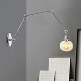 Vintage Glass Wall Mounted Sconce In Brass/Chrome/Black With Adjustable Arm 1-Light Indoor Lighting