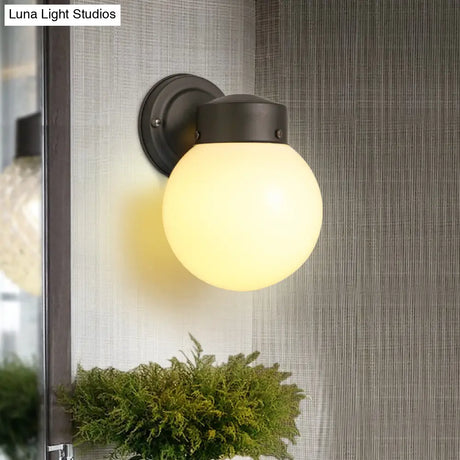 Vintage Globe Wall Sconce With White/Clear Glass Shade - Ideal For Bathrooms