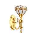 Vintage Gold Floral Bowl Wall Sconce With Curvy Arm - Milky Glass Mount Lamp