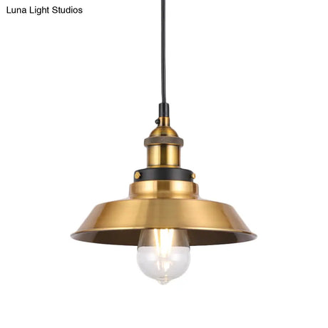 Vintage Gold Pendant Light - Elegant Iron Lid With Retro Cone Shape Ideal Luminaire For Dining Table