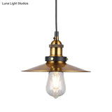 Vintage Gold Pendant Light - Elegant Iron Lid With Retro Cone Shape Ideal Luminaire For Dining Table