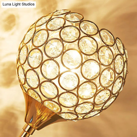 Vintage Gold Wall Lamp With Crystal Shade - Corridor Mount Lighting