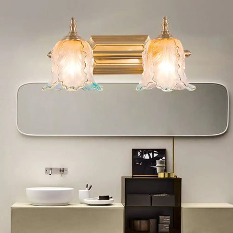 Vintage Gold Wall Light Fixture With Scalloped Textured Glass - Perfect For Bedroom Make-Up Lighting